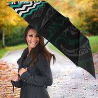 Turquoise Aotearoa Tukutuku Manawa Tapu Umbrella Ta Moko Toi Maori - Polynesian Pride