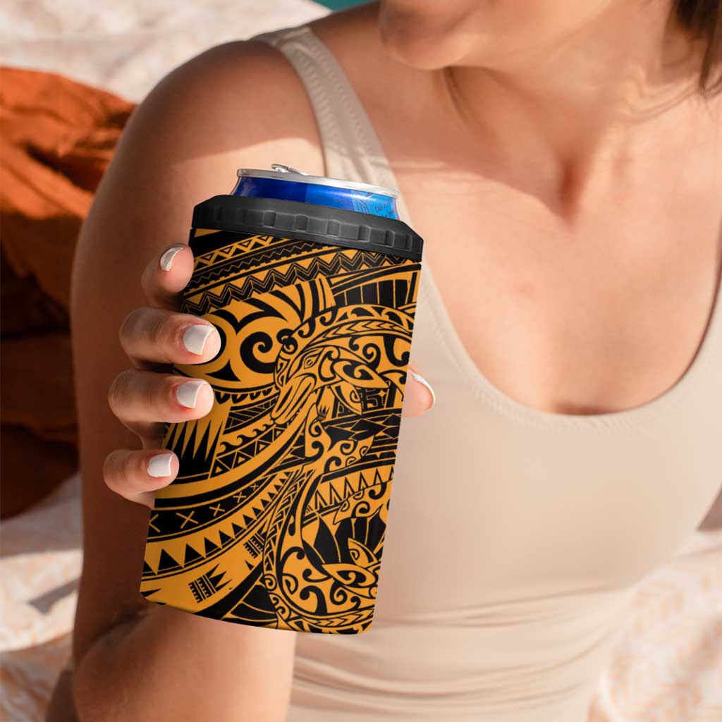Gold Couple Dolphins Maori Polynesian Style 4 in 1 Can Cooler Tumbler LT9 - Polynesian Pride
