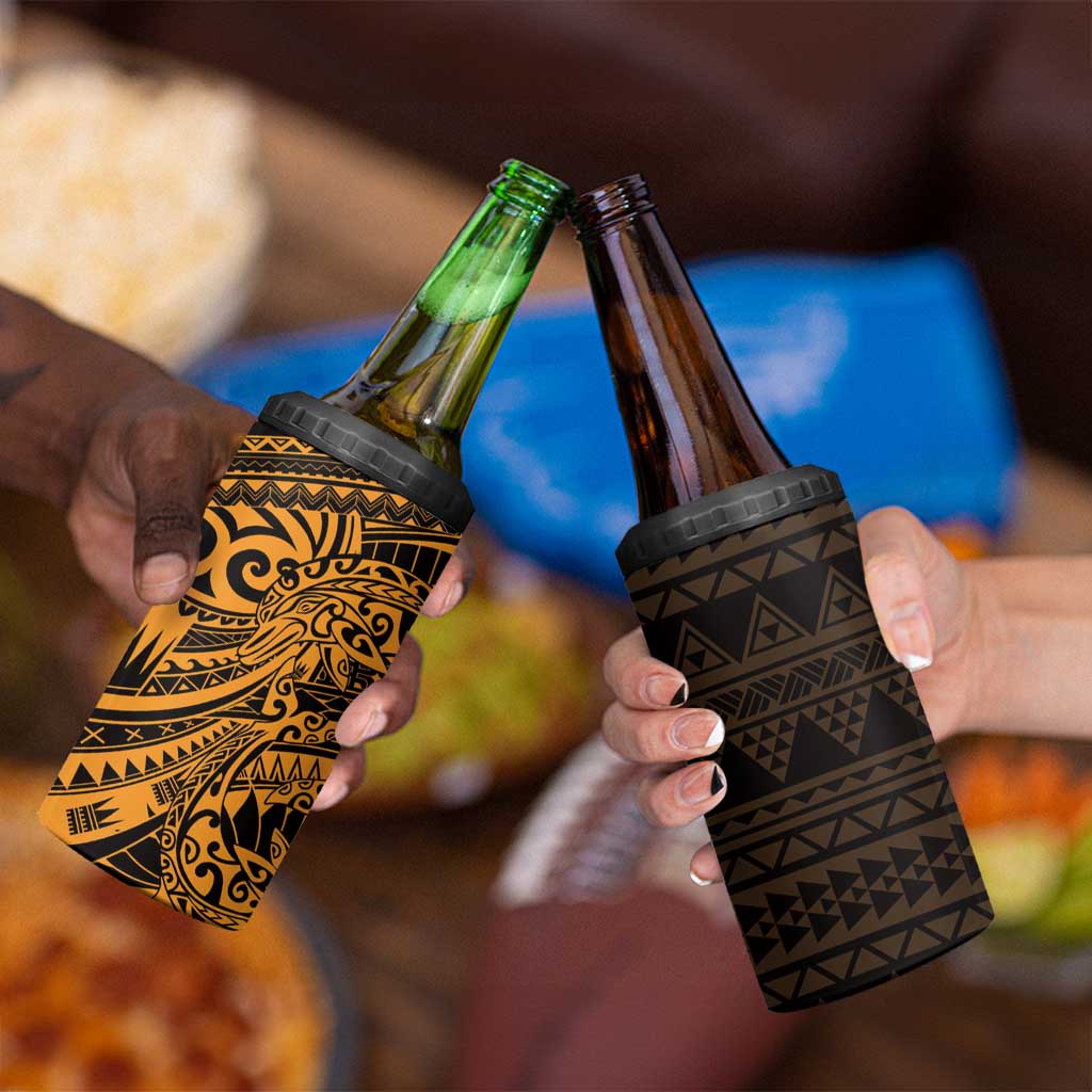 Gold Couple Dolphins Maori Polynesian Style 4 in 1 Can Cooler Tumbler LT9 - Polynesian Pride