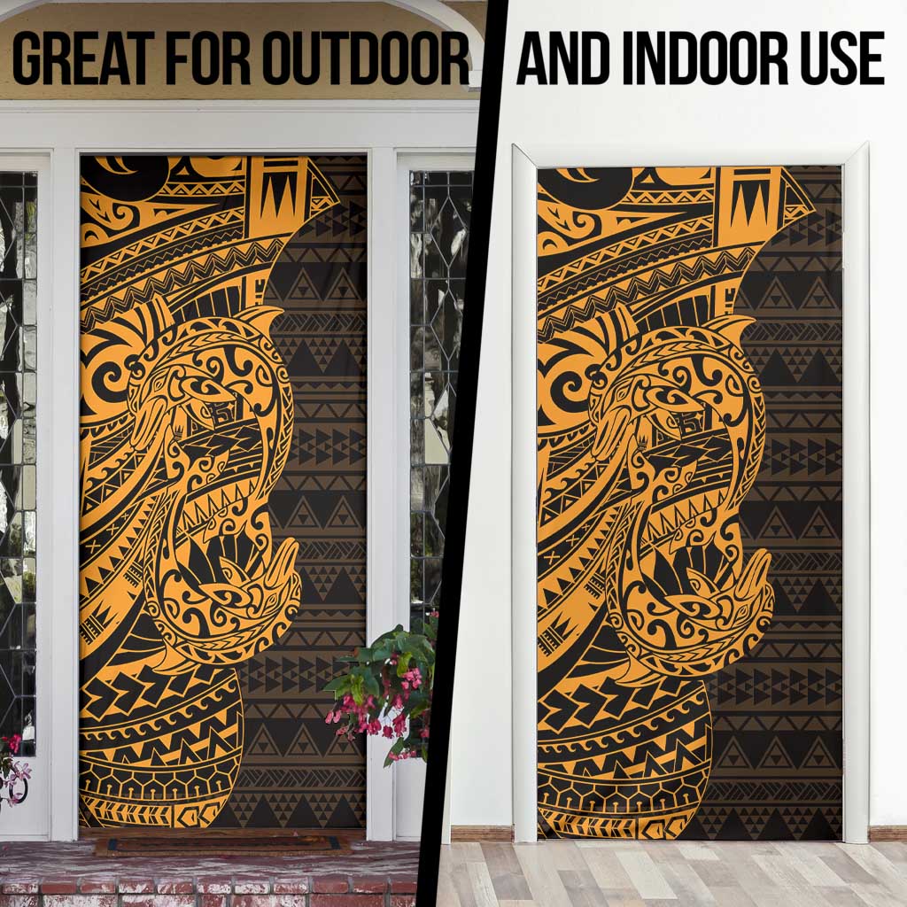 Gold Couple Dolphins Maori Polynesian Style Door Cover - Polynesian Pride