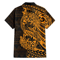 Gold Couple Dolphins Maori Polynesian Style Family Matching Puletasi and Hawaiian Shirt