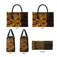 Gold Couple Dolphins Maori Polynesian Style Leather Bag - Polynesian Pride