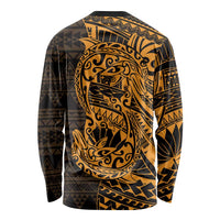 Gold Couple Dolphins Maori Polynesian Style Long Sleeve Shirt