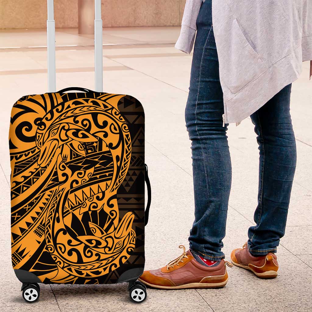 Gold Couple Dolphins Maori Polynesian Style Luggage Cover LT9 Gold - Polynesian Pride