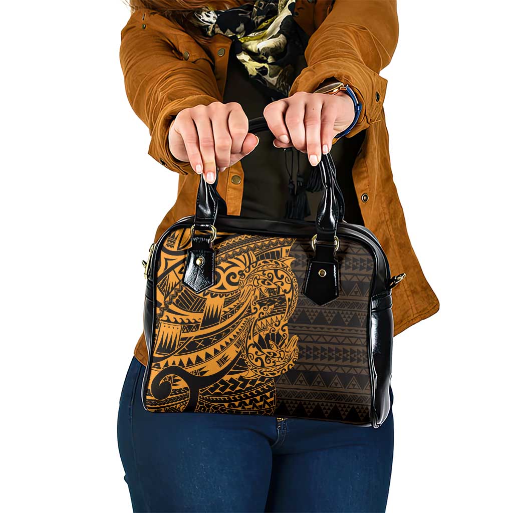Gold Couple Dolphins Maori Polynesian Style Shoulder Handbag LT9 One Size Gold - Polynesian Pride
