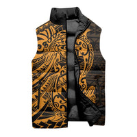 Gold Couple Dolphins Maori Polynesian Style Sleeveless Puffer Jacket - Polynesian Pride