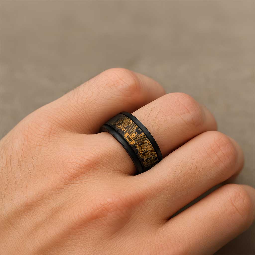 Gold Couple Dolphins Maori Polynesian Style Spinner Ring - Polynesian Pride