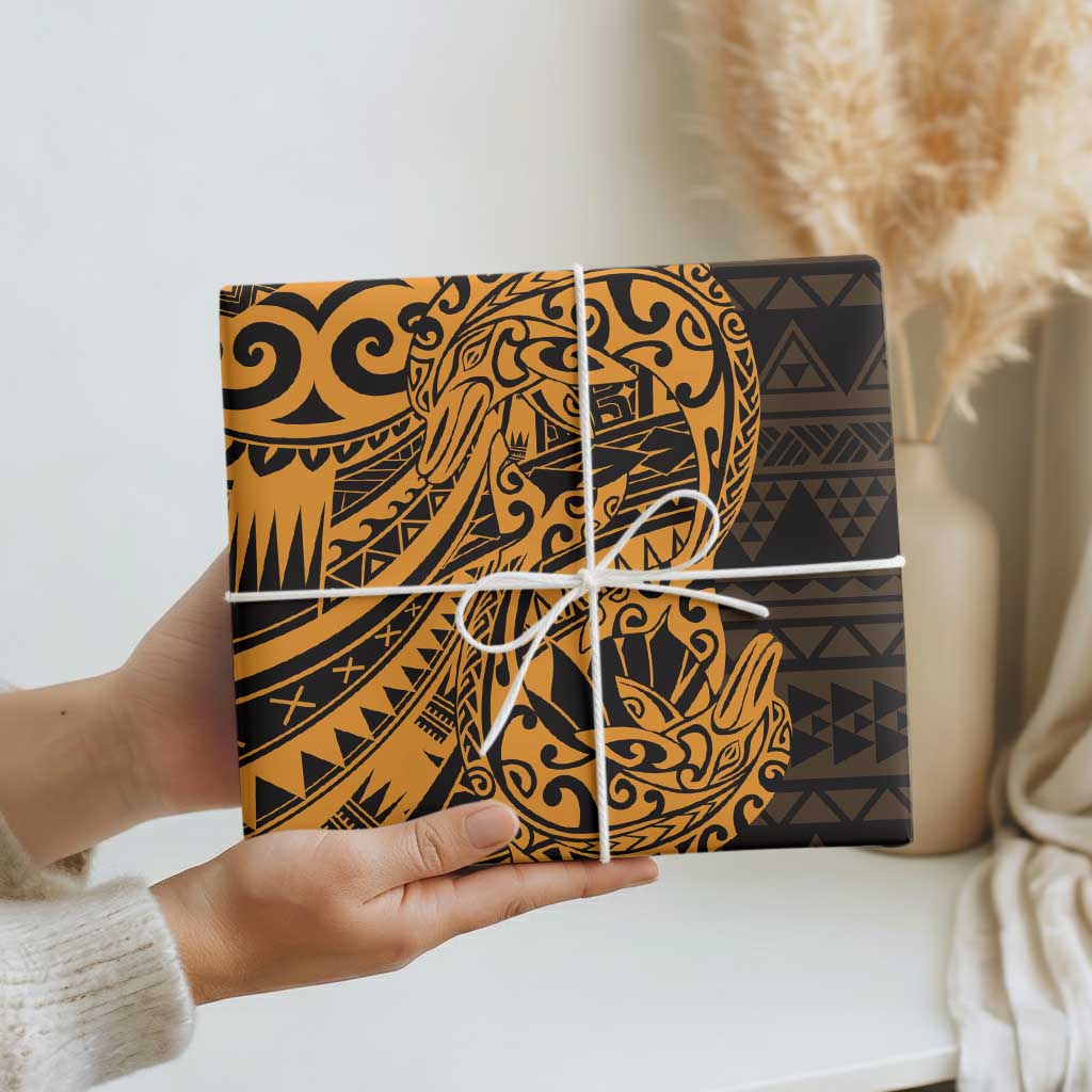 Gold Couple Dolphins Maori Polynesian Style Wrapping Paper - Polynesian Pride