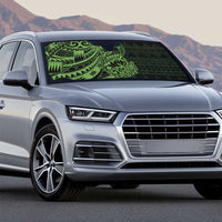 Green Couple Dolphins Maori Polynesian Style Auto Sun Shade - Polynesian Pride