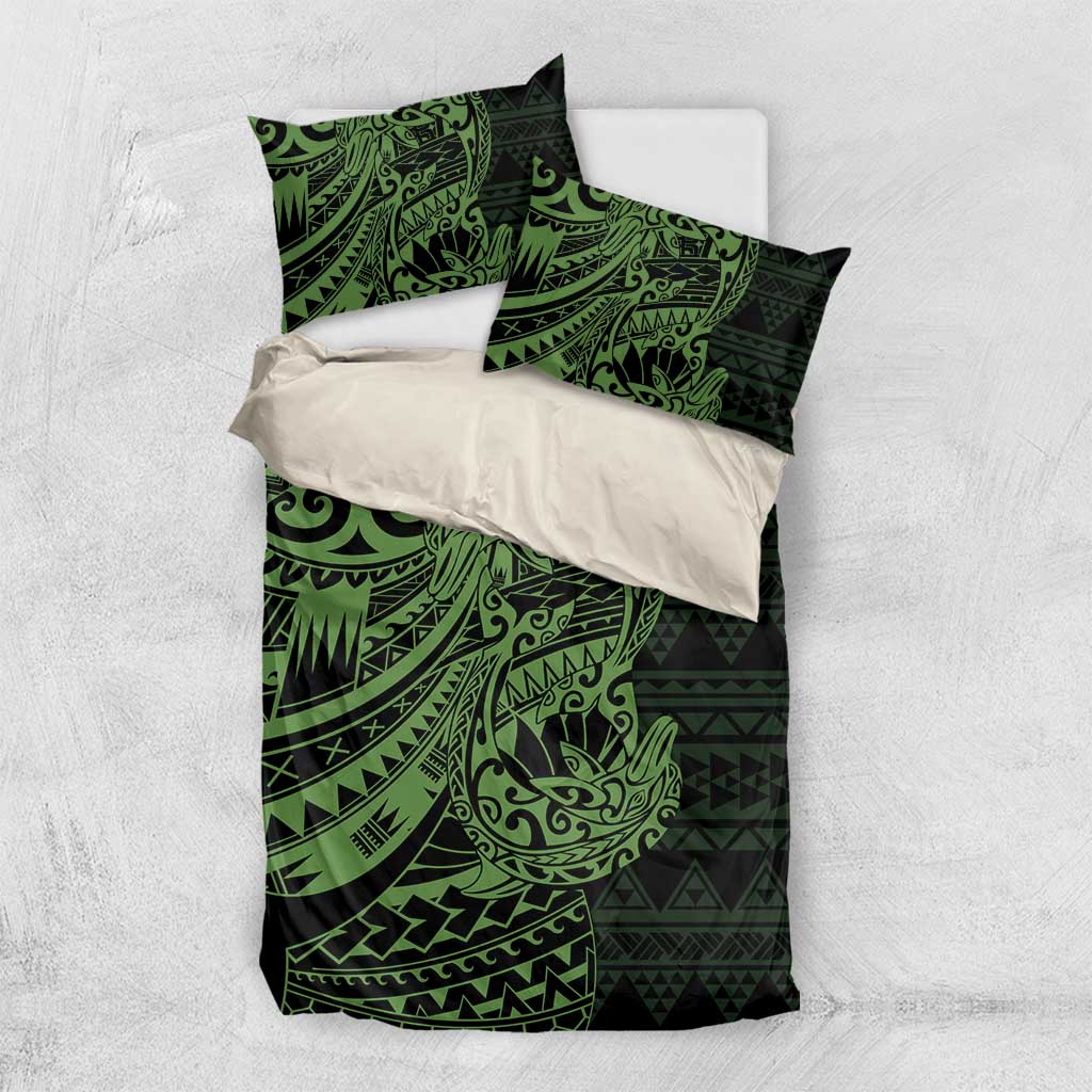 Green Couple Dolphins Maori Polynesian Style Bedding Set