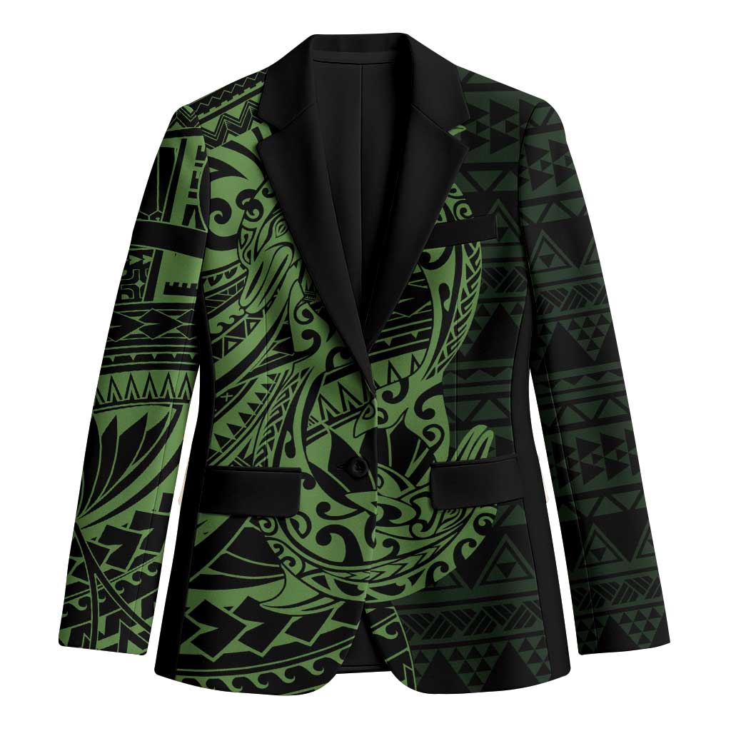 Green Couple Dolphins Maori Polynesian Style Blazer - Polynesian Pride