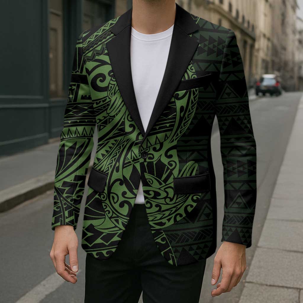 Green Couple Dolphins Maori Polynesian Style Blazer - Polynesian Pride