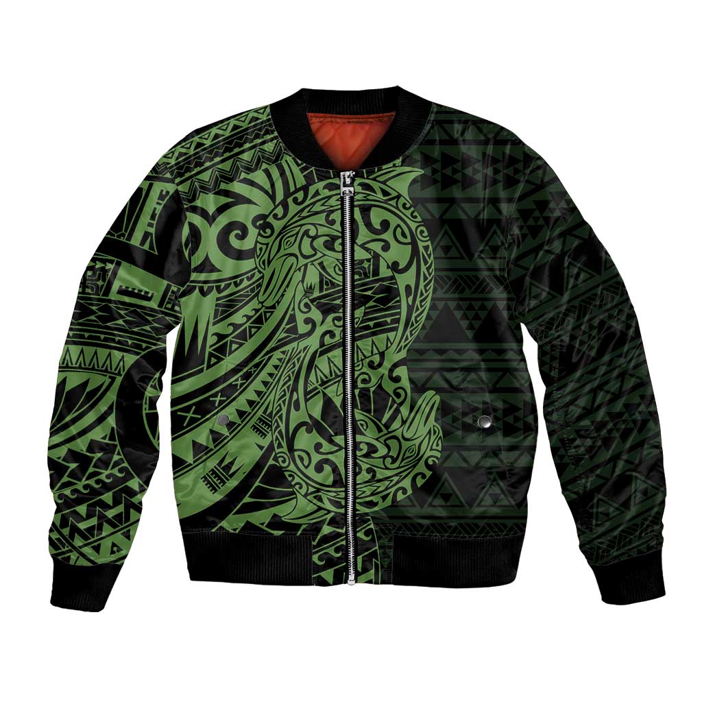 Green Couple Dolphins Maori Polynesian Style Bomber Jacket LT9 Unisex Green - Polynesian Pride