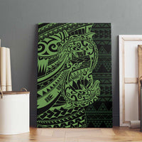 Green Couple Dolphins Maori Polynesian Style Canvas Wall Art