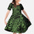 Green Couple Dolphins Maori Polynesian Style Family Matching Off The Shoulder Long Sleeve Dress and Hawaiian Shirt