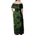 Green Couple Dolphins Maori Polynesian Style Family Matching Off Shoulder Maxi Dress and Hawaiian Shirt