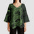 Green Couple Dolphins Maori Polynesian Style Kimono Sleeve Blouse - Polynesian Pride