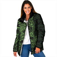 Green Couple Dolphins Maori Polynesian Style Padded Jacket - Polynesian Pride