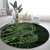 Green Couple Dolphins Maori Polynesian Style Round Carpet LT9 - Polynesian Pride