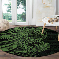 Green Couple Dolphins Maori Polynesian Style Round Carpet LT9 - Polynesian Pride