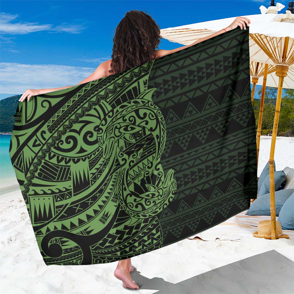 Green Couple Dolphins Maori Polynesian Style Sarong LT9 One Size 44 x 66 inches Green - Polynesian Pride