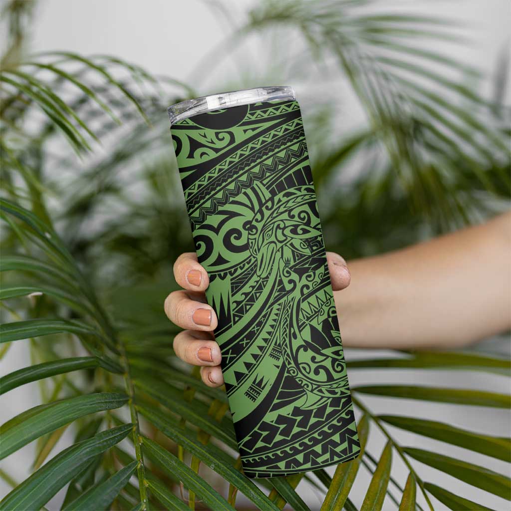 Green Couple Dolphins Maori Polynesian Style Skinny Tumbler