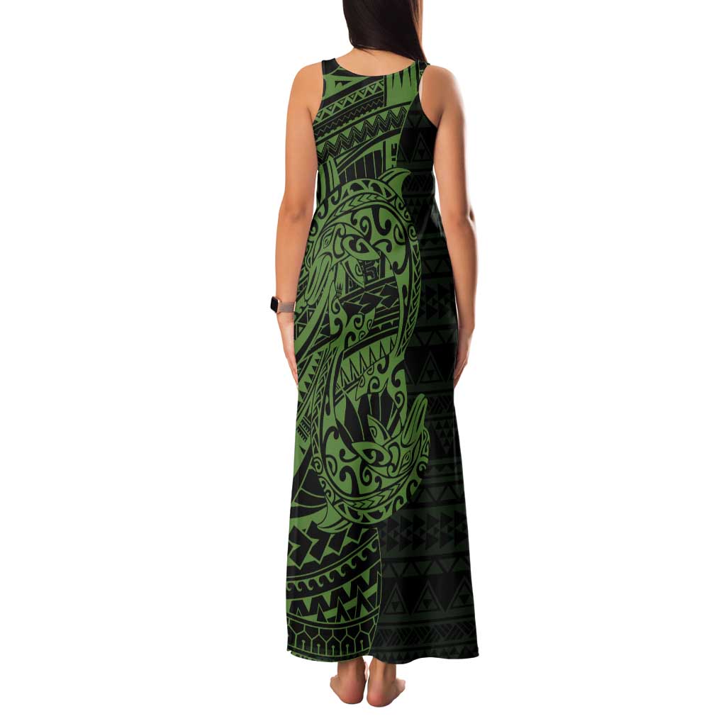 Green Couple Dolphins Maori Polynesian Style Tank Maxi Dress