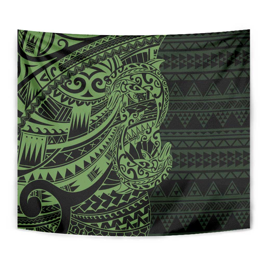 Green Couple Dolphins Maori Polynesian Style Tapestry