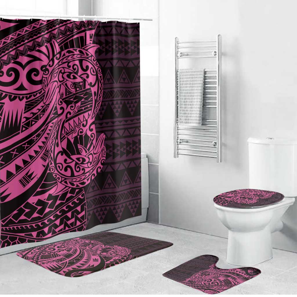 Pink Couple Dolphins Maori Polynesian Style Bathroom Set - Polynesian Pride