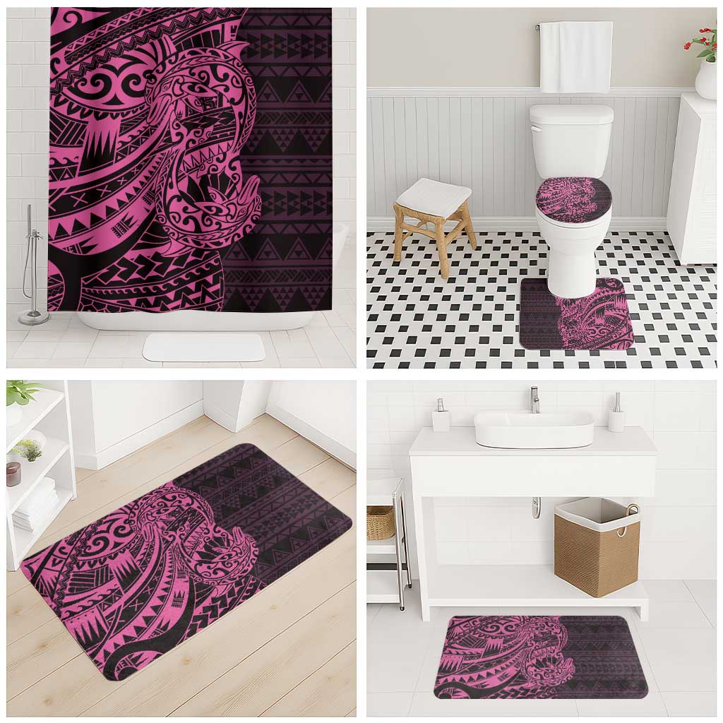 Pink Couple Dolphins Maori Polynesian Style Bathroom Set - Polynesian Pride
