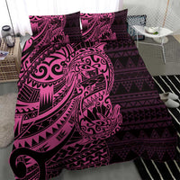 Pink Couple Dolphins Maori Polynesian Style Bedding Set