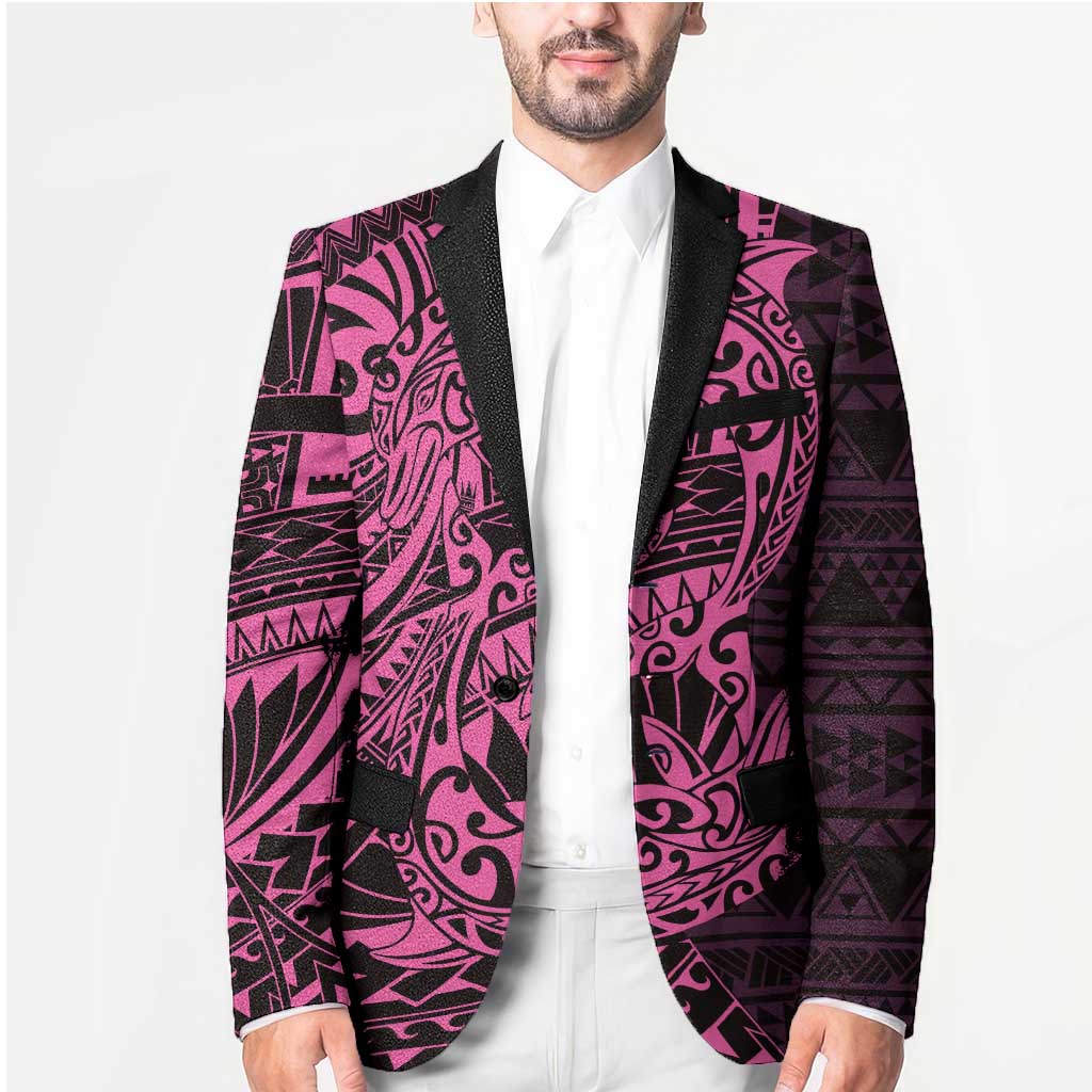 Pink Couple Dolphins Maori Polynesian Style Blazer - Polynesian Pride