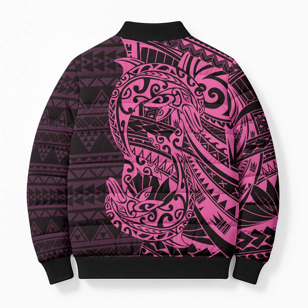 Pink Couple Dolphins Maori Polynesian Style Bomber Puffer Jacket - Polynesian Pride