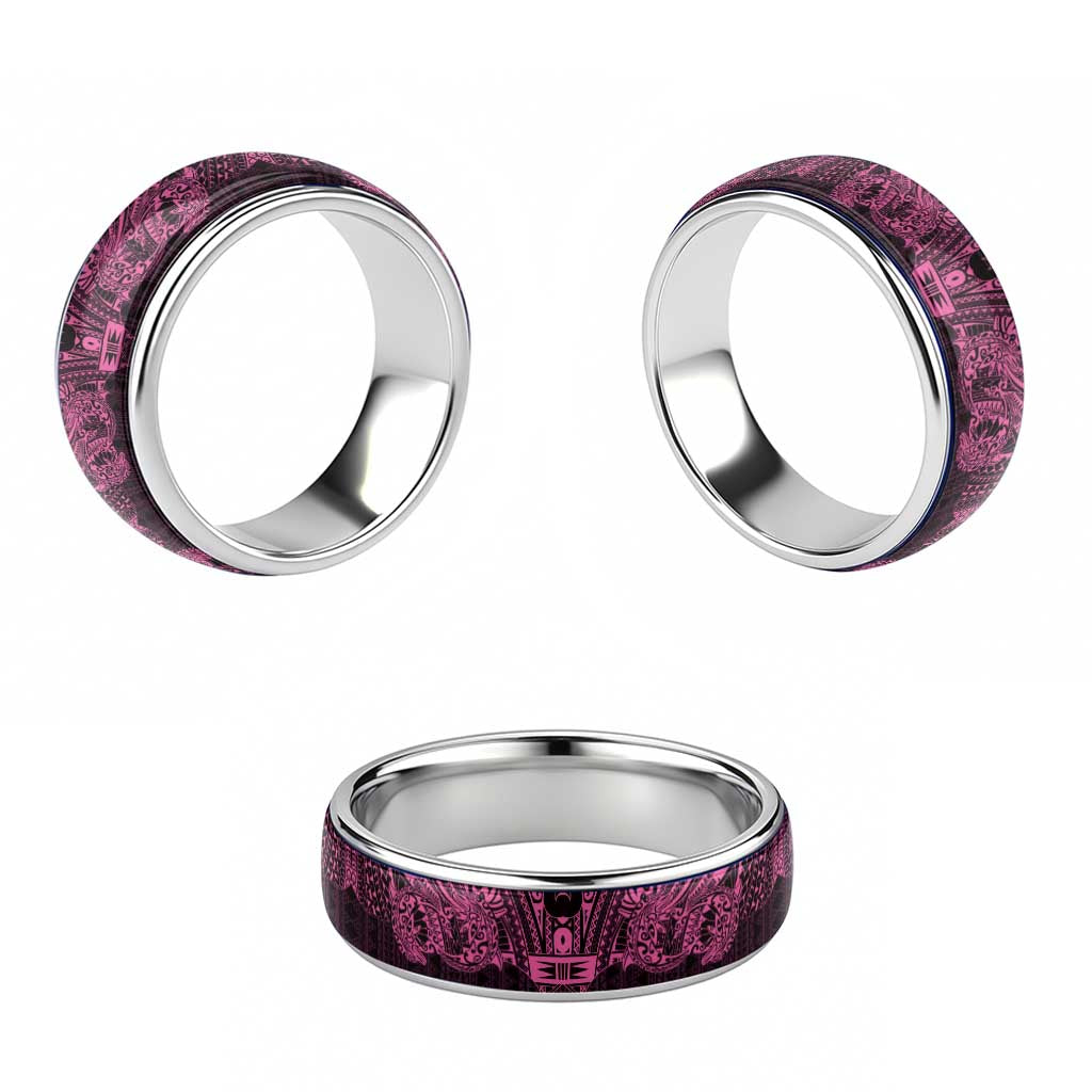 Pink Couple Dolphins Maori Polynesian Style Classic Ring - Polynesian Pride