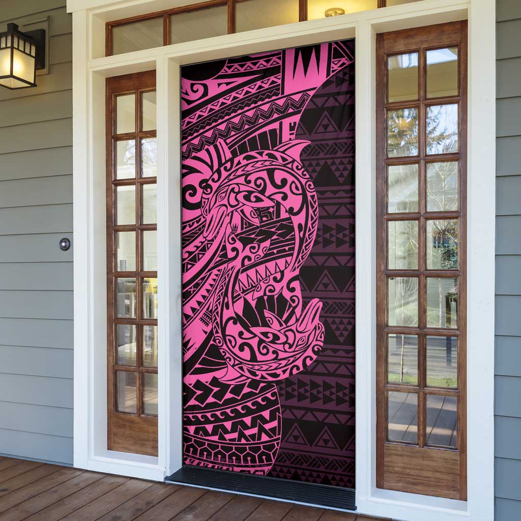 Pink Couple Dolphins Maori Polynesian Style Door Cover - Polynesian Pride