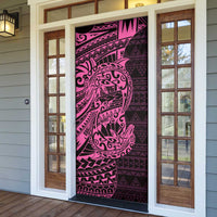 Pink Couple Dolphins Maori Polynesian Style Door Cover - Polynesian Pride
