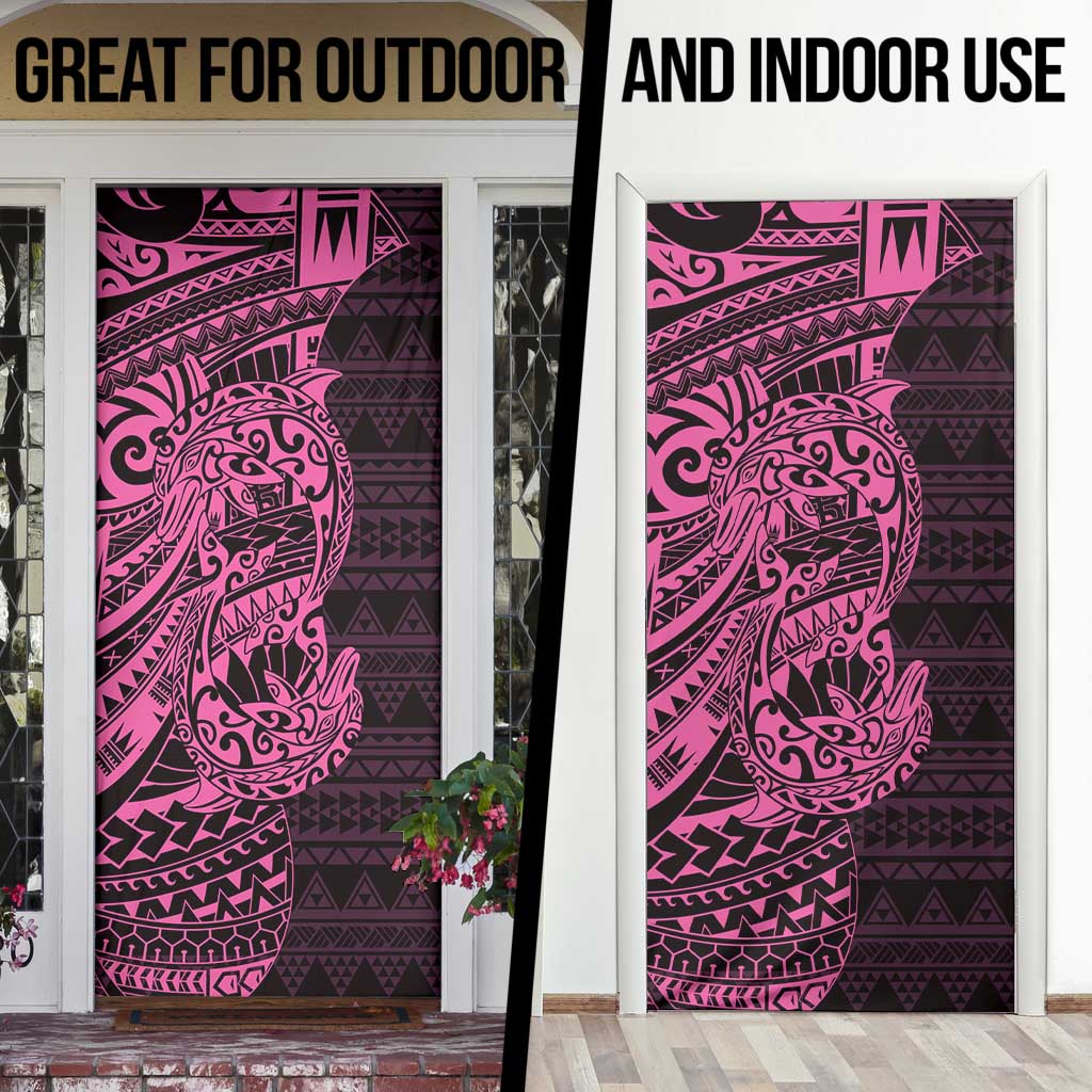 Pink Couple Dolphins Maori Polynesian Style Door Cover - Polynesian Pride