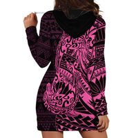 Pink Couple Dolphins Maori Polynesian Style Hoodie Dress