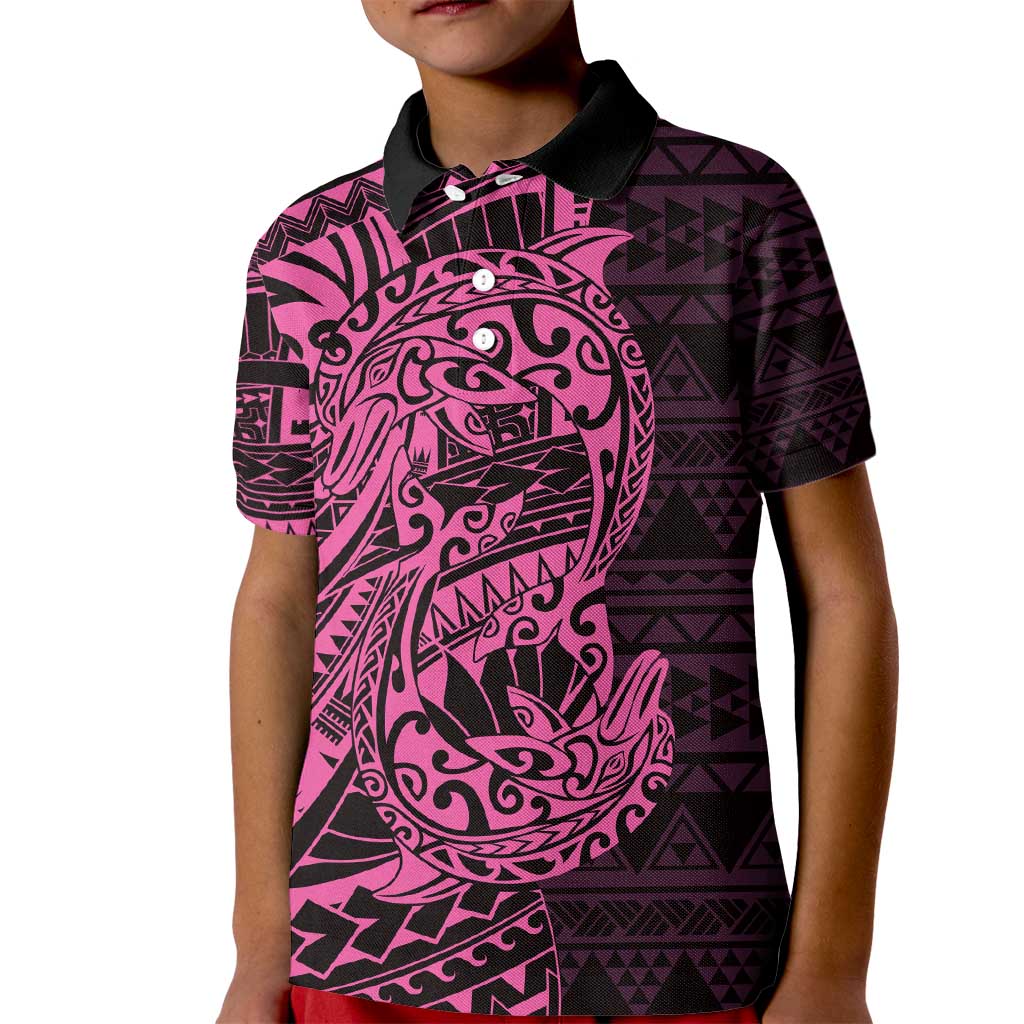 Pink Couple Dolphins Maori Polynesian Style Kid Polo Shirt LT9 Kid Pink - Polynesian Pride