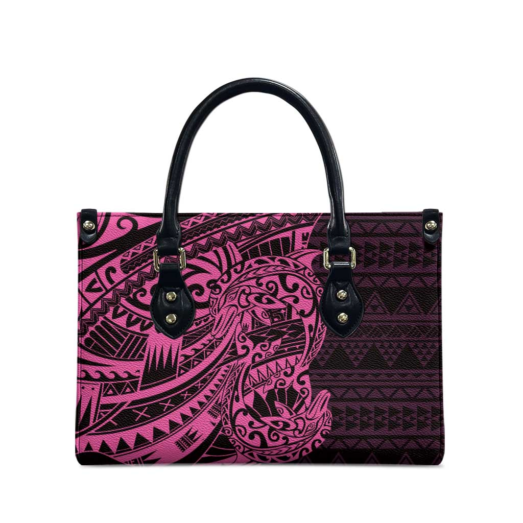 Pink Couple Dolphins Maori Polynesian Style Leather Bag - Polynesian Pride