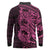 Pink Couple Dolphins Maori Polynesian Style Long Sleeve Polo Shirt