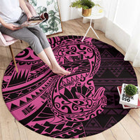 Pink Couple Dolphins Maori Polynesian Style Round Carpet LT9 - Polynesian Pride