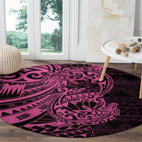 Pink Couple Dolphins Maori Polynesian Style Round Carpet LT9 - Polynesian Pride