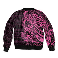 Pink Couple Dolphins Maori Polynesian Style Sleeve Zip Bomber Jacket