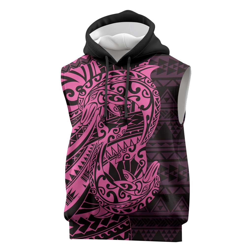 Pink Couple Dolphins Maori Polynesian Style Sleeveless Hoodie - Polynesian Pride