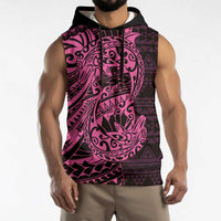 Pink Couple Dolphins Maori Polynesian Style Sleeveless Hoodie - Polynesian Pride