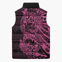 Pink Couple Dolphins Maori Polynesian Style Sleeveless Puffer Jacket - Polynesian Pride