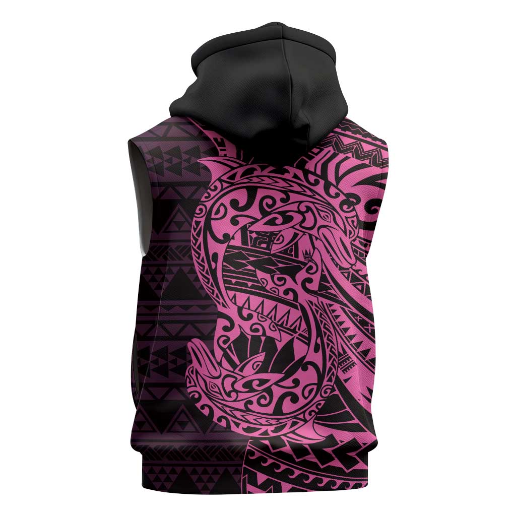Pink Couple Dolphins Maori Polynesian Style Sleeveless Zip Hoodie - Polynesian Pride