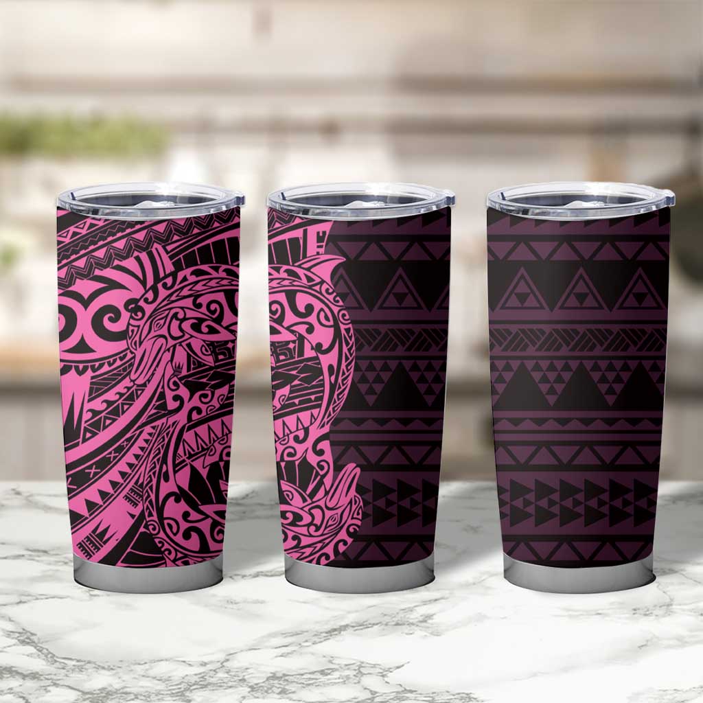 Pink Couple Dolphins Maori Polynesian Style Tumbler Cup