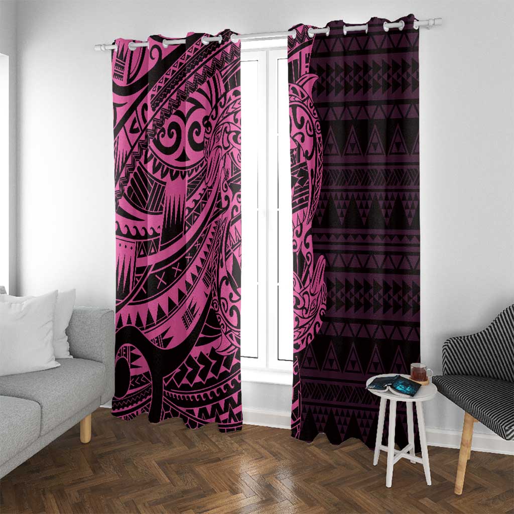 Pink Couple Dolphins Maori Polynesian Style Window Curtain